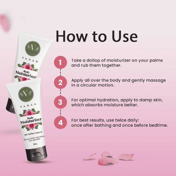 Vanan Moisturizer Red Rose – 200g | Radiant Hydrating Body Cream 