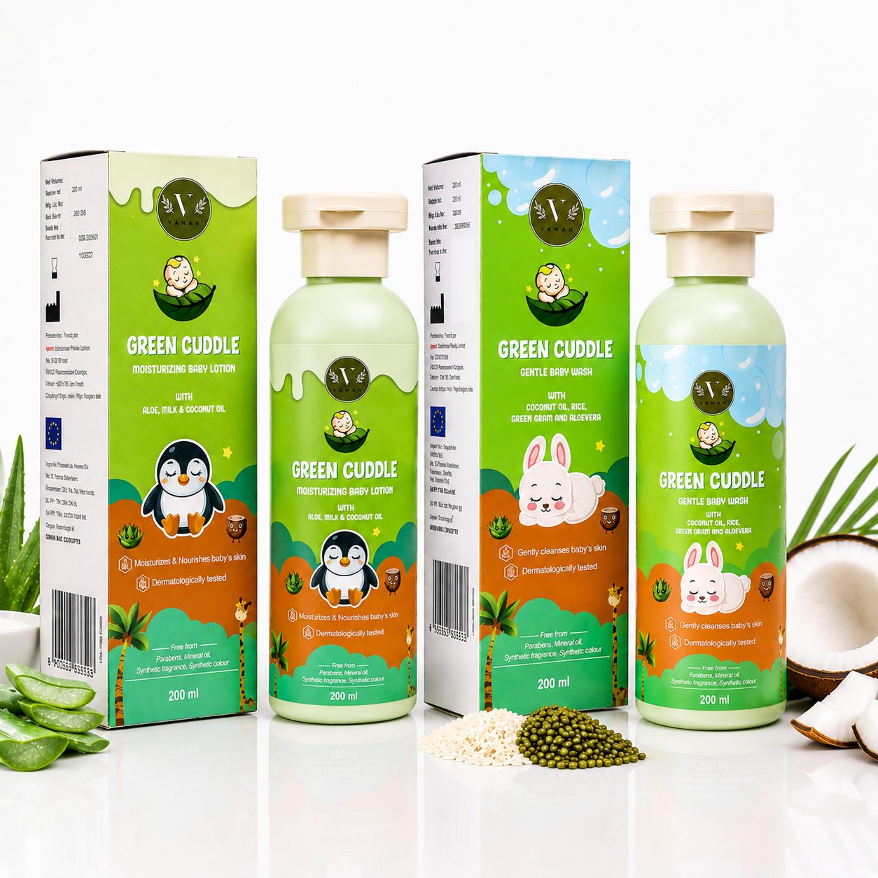 Vanan Herbal Baby Skin Comfort Combo | Soap-Free Body Wash & Daily Hydrating Lotion 