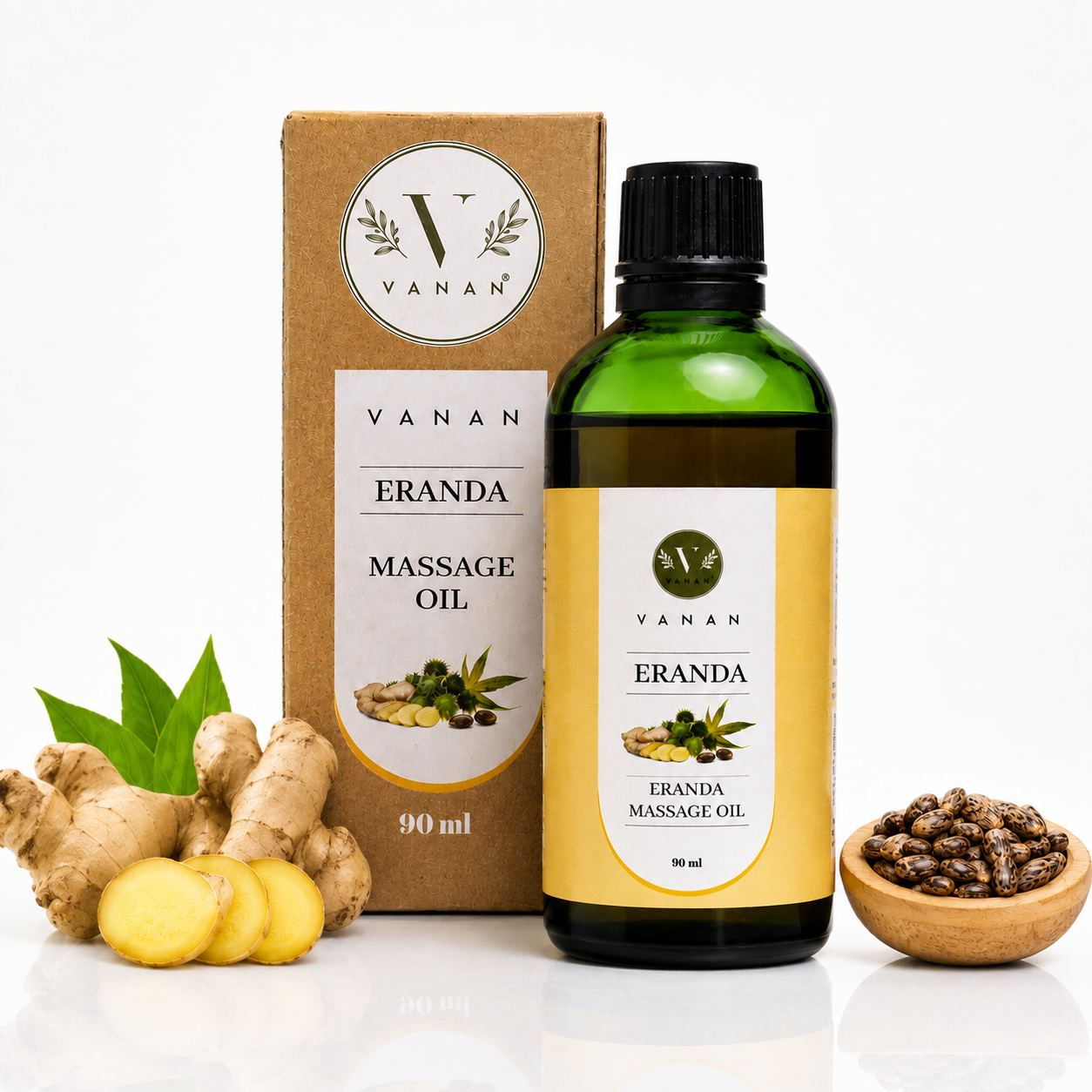 Eranda Massage Oil – 90 ml | Ayurvedic Skin-Soothing & Hydrating Oil | Vanan Herbal 