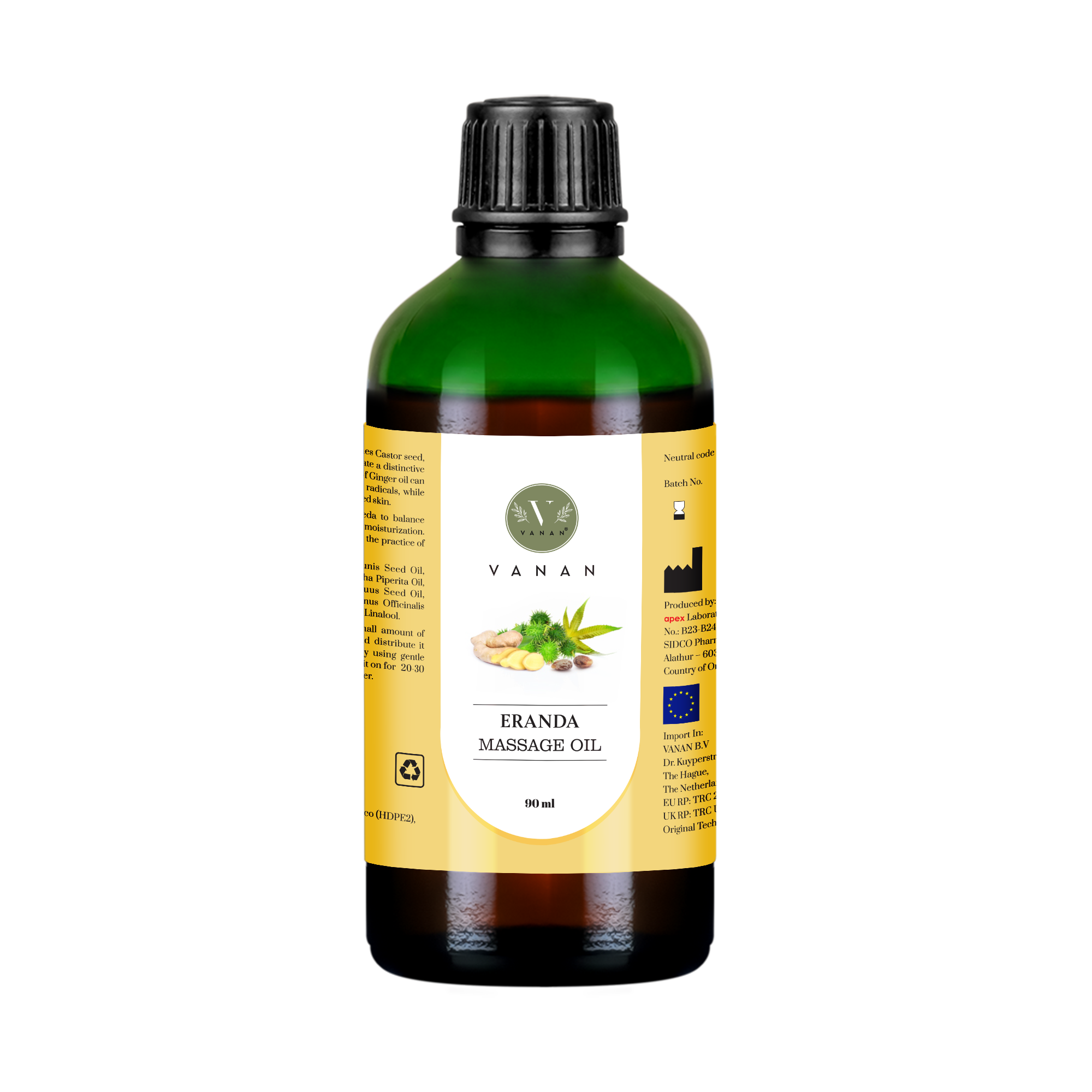 Eranda Massage Oil – 90 ml | Ayurvedic Skin-Soothing & Hydrating Oil | Vanan Herbal