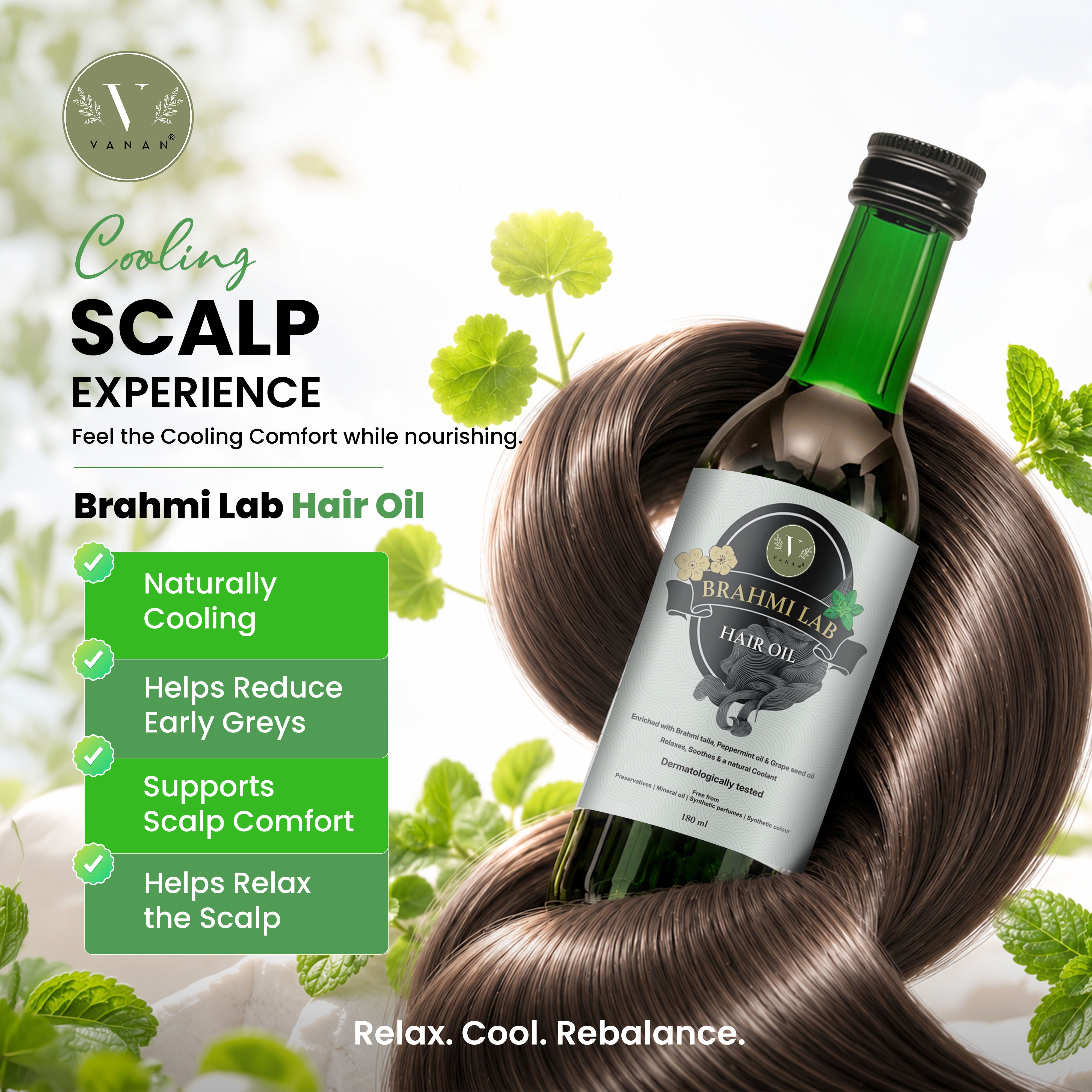 Brahmi Lab Hair Oil (180 ml) | Ayurvedic Scalp & Hair Care Oil | Vanan Herbal 