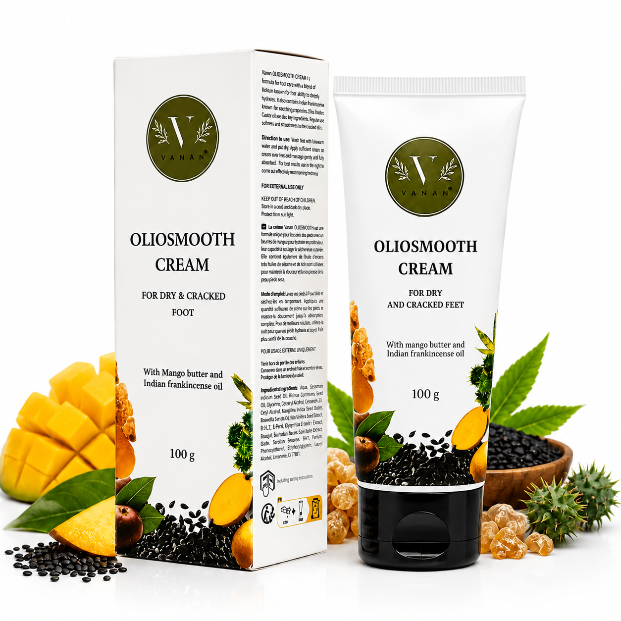 Oliosmooth Foot Cream | Foot Cream for Dry, Cracked Heels | Vanan Herbal 