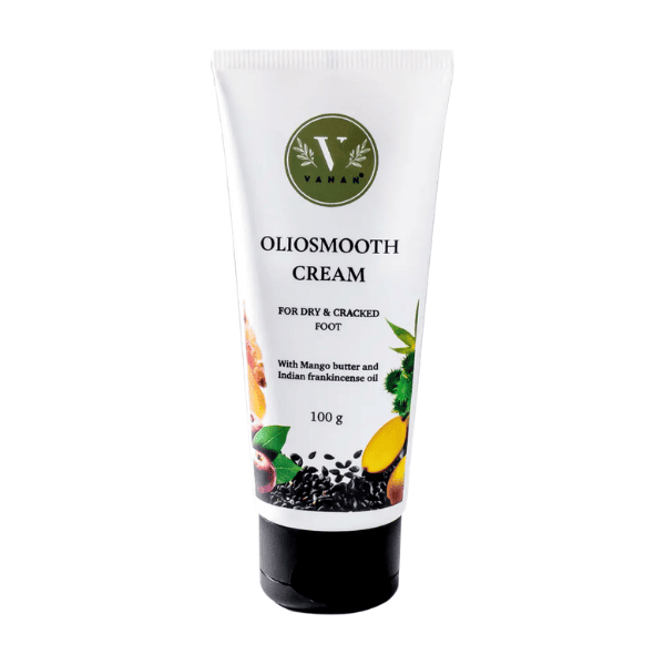 Oliosmooth Foot Cream with Foot Scrubber | Foot Cream for Dry, Cracked Heels | Vanan Herbal 