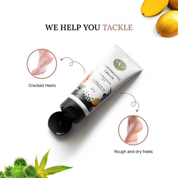 Oliosmooth Foot Cream with Foot Scrubber | Foot Cream for Dry, Cracked Heels | Vanan Herbal 