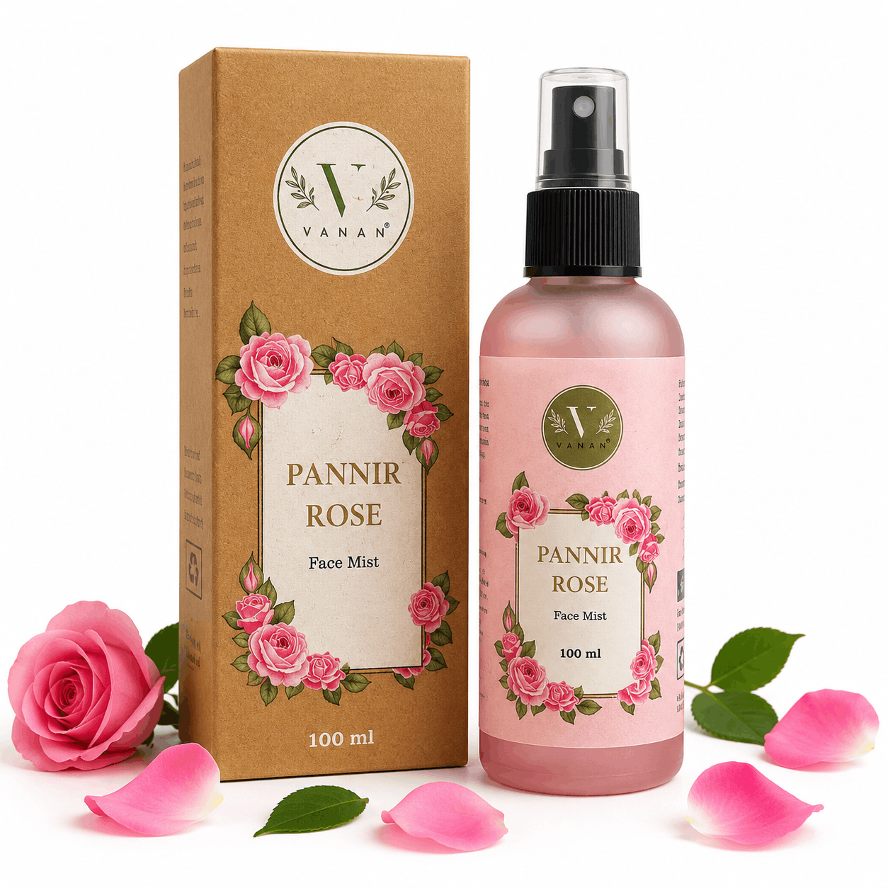 Pannir Rose Face Mist | Instant Hydration & Radiance Boost | Vanan Herbal 