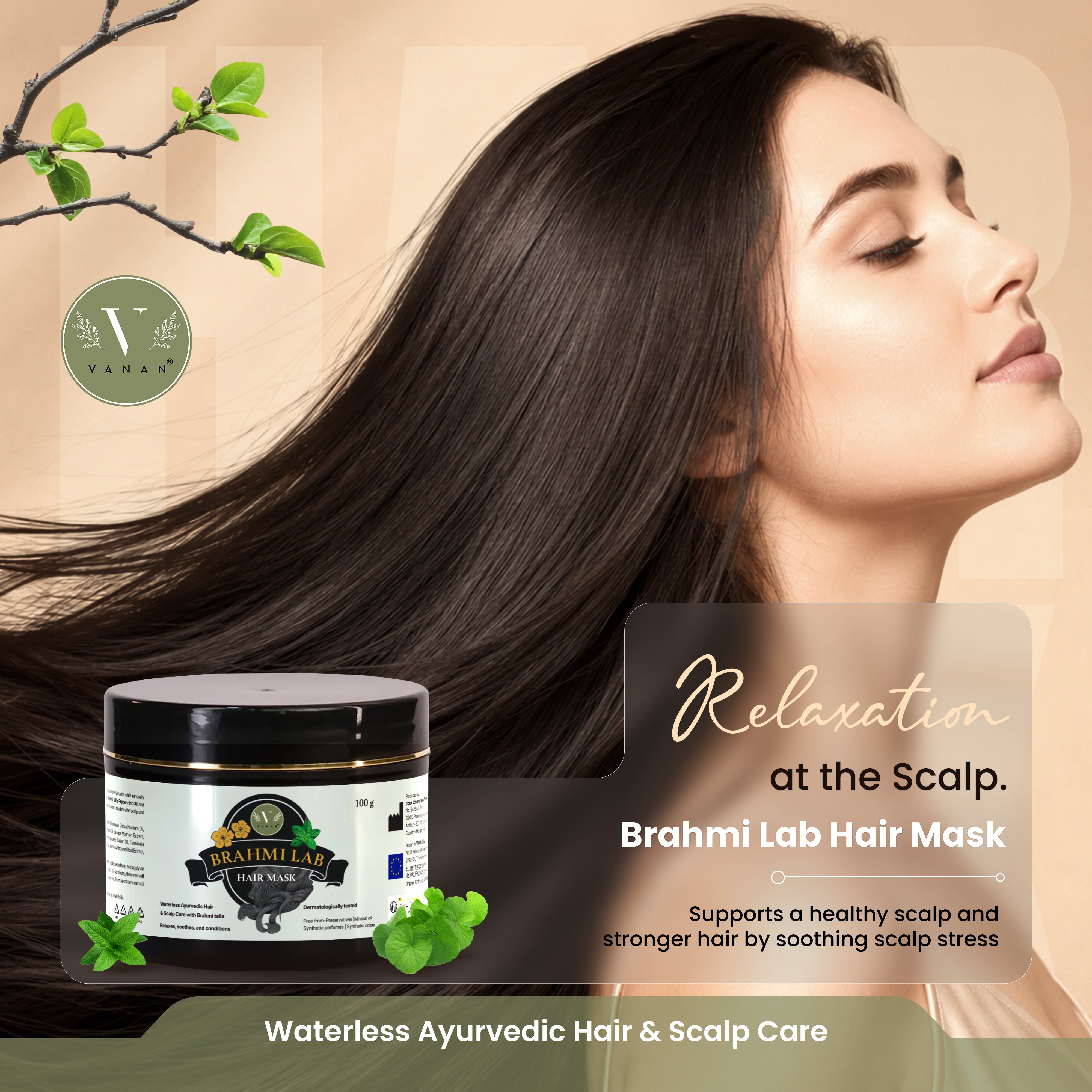 Brahmi Lab Hair Mask (100 g) | Ayurvedic Hair Mask for Scalp Wellness | Vanan Herbal 