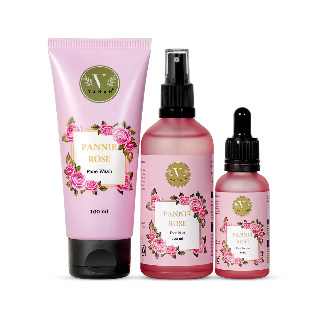 Pannir Rose Night Combo | Overnight Rejuvenating Skincare Set | Vanan Herbal 