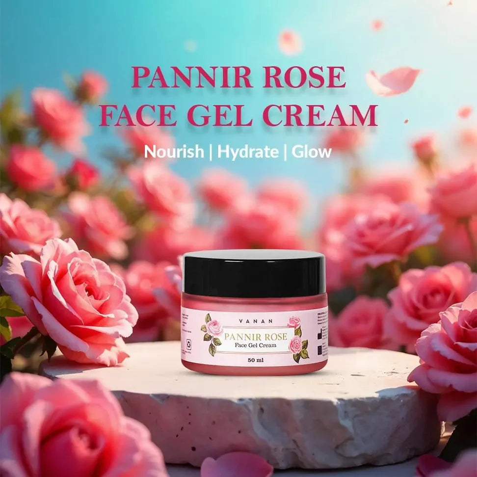 Pannir Rose Gel Cream (Pack of 2) | Lightweight Hydration & Radiance Formula | Vanan Herbal 