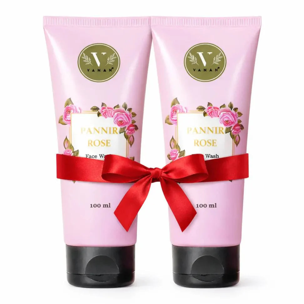 Pannir Rose Face Wash (Pack of 2) | Gentle Hydrating & Brightening Cleanser | Vanan Herbal 