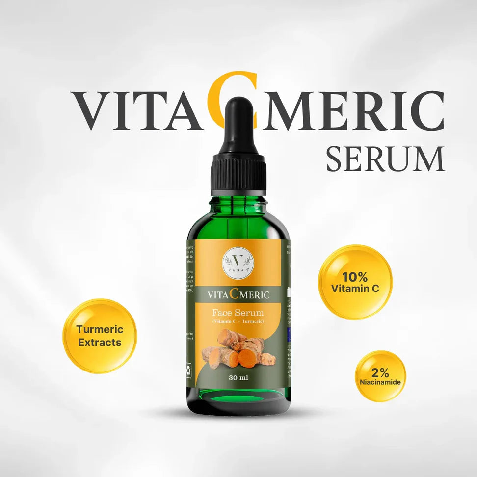 VitaCmeric Face Serum (30ml): Vitamin C 10% & Turmeric + Niacinamide 2% 