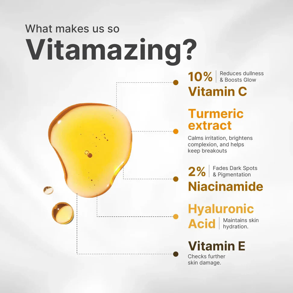 VitaCmeric Face Serum (30ml): Vitamin C 10% & Turmeric + Niacinamide 2% 
