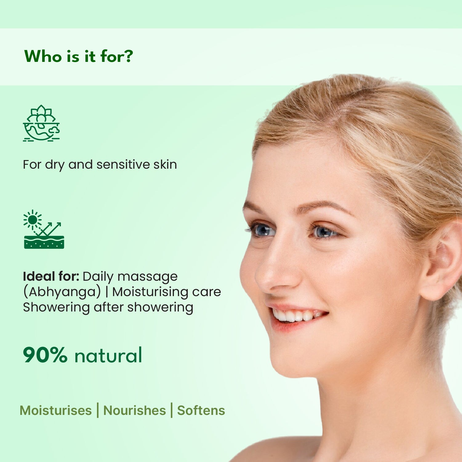 Person with dry and sensitive skin using a product for daily care.